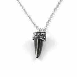 Fort Tempus Silver-Tone & Black Stainless Steel Tooth Cable Chain Necklace