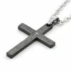 Fort Tempus Silver-Tone Stainless Steel Small Black Cross Cable Chain Necklace -MEN NECKLACES shop sort kors stalhalskade 1