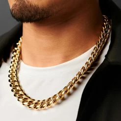 Lucleon 16 mm Gold-Tone Cuban Chain Necklace 9 Lucleon 16 mm Gold-Tone Cuban Chain Necklace -MEN NECKLACES shop ste megashoot 22074 3 1bm