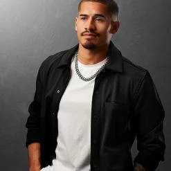 Lucleon 12 mm Silver-Tone Stainless Steel Cuban Chain Necklace -MEN NECKLACES shop ste megashoot 22104 2 3