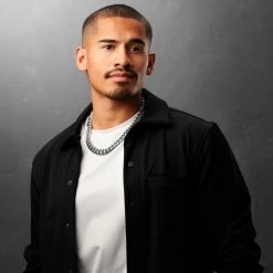 Lucleon 14 mm Silver-Tone Stainless Steel Cuban Chain Necklace -MEN NECKLACES shop ste megashoot 22109 1 3