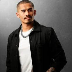 Lucleon 18 mm Silver-Tone Stainless Steel Cuban Chain Necklace -MEN NECKLACES shop ste megashoot 22119 4 3