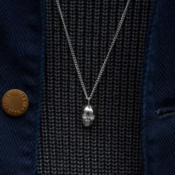 Lucleon Iconic | Silver-Tone Skull Curb Chain Necklace -MEN NECKLACES shop steel skull necklace