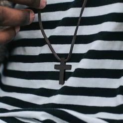 Lucleon Iconic | Brown Leather With Black Stainless Steel Cross Necklace 10 Lucleon Iconic | Brown Leather With Black Stainless Steel Cross Necklace -MEN NECKLACES shop the son black cross leather necklace