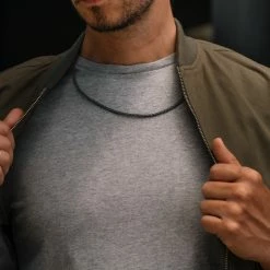 Collin Rowe 3 mm Black Leather Rope Chain Necklace -MEN NECKLACES shop trendhim september 2020 set 15 78 sq 1