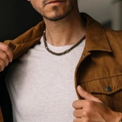 Waykins Wave | Silver-Tone & Natural Wood Surfer Beaded Necklace -MEN NECKLACES shop untitled 1182 sq 1